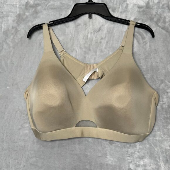 Cacique Lightly Lined No-Wire Bra Womens 50C Tan Beige Lined Adjustable - Picture 1 of 6